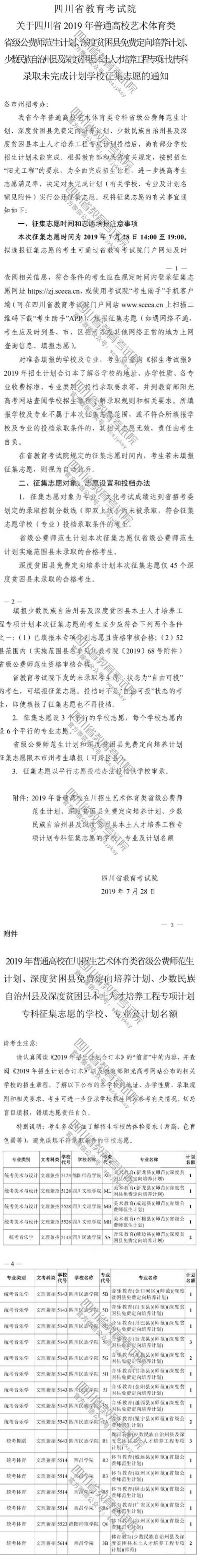 藝體類公費師范生、深貧縣免費定向培養(yǎng)、少數(shù)民族自治州縣及深貧縣本土人才培養(yǎng)?？莆赐瓿捎媱潓W校征集志愿